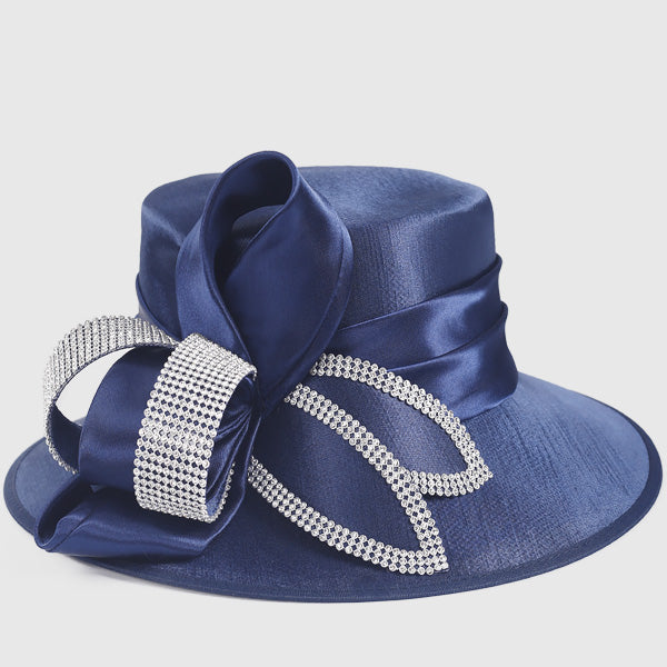 Elegant Satin Church Hats with Rhinestones - Luxury Women's Headwear –  forbusitehats