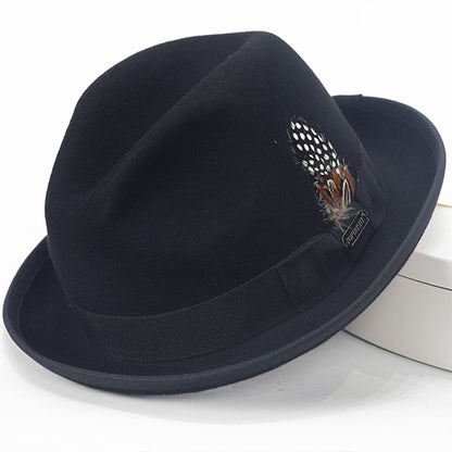 mens felt fur black fedora hat