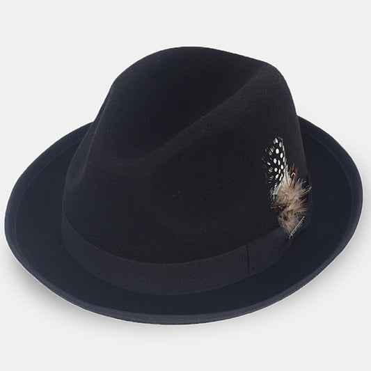 black trilby hat